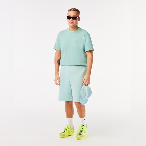 Lacoste Men’s Regular Fit Fleece Shorts – Aqua | Size Large | 8” Inseam - Picture 3 of 16